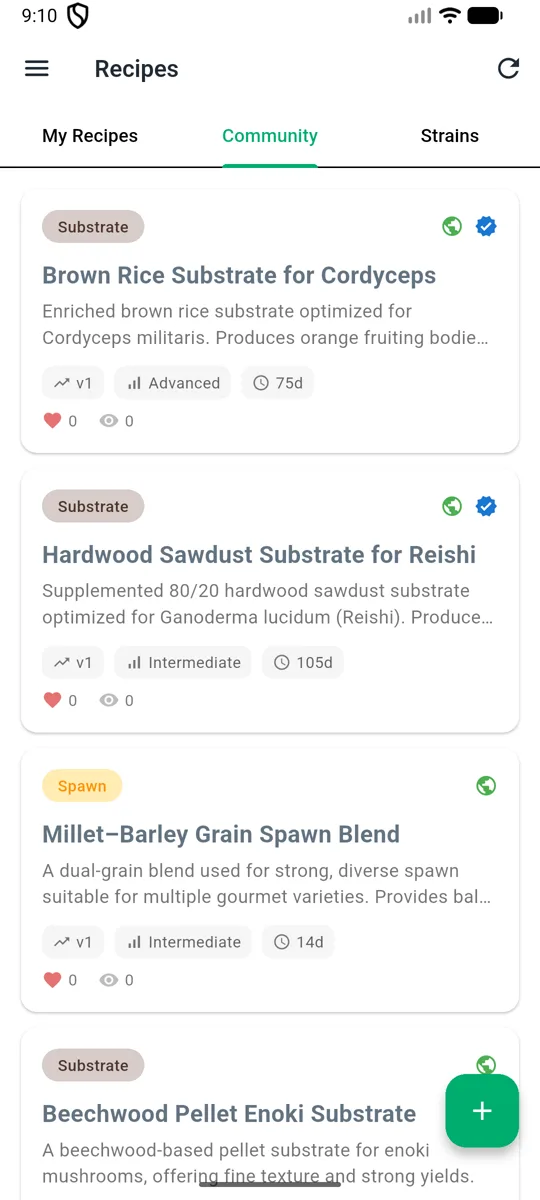 SporeXpert MycoLab: recetas de sustrato